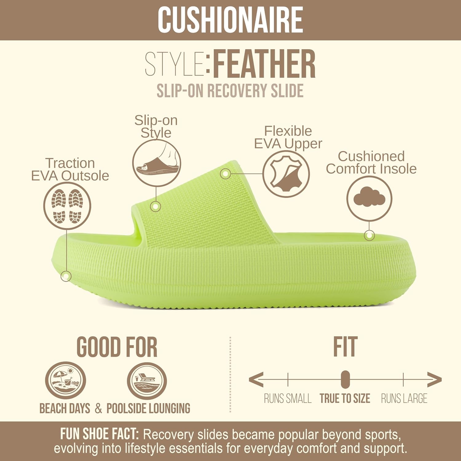 image:imageCUSHIONAIRE Feather EVA Slides for Women Comfortable Slip On Womens Slippers Indoor Outdoor Shower Shoes Beach Essential Cloud SlidesLemon Yellow