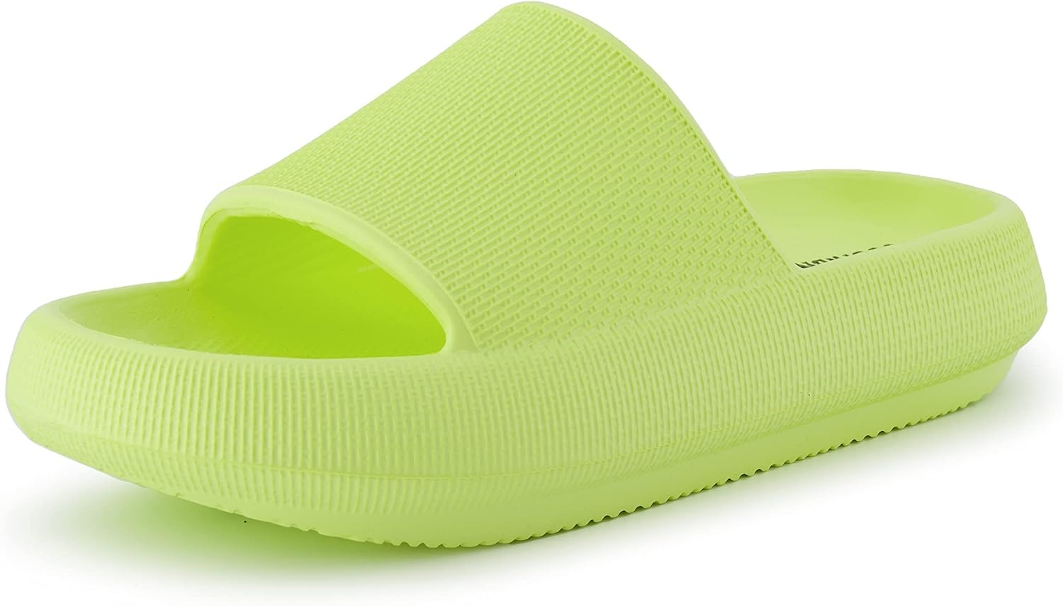 image:imageCUSHIONAIRE Feather EVA Slides for Women Comfortable Slip On Womens Slippers Indoor Outdoor Shower Shoes Beach Essential Cloud SlidesLemon Yellow