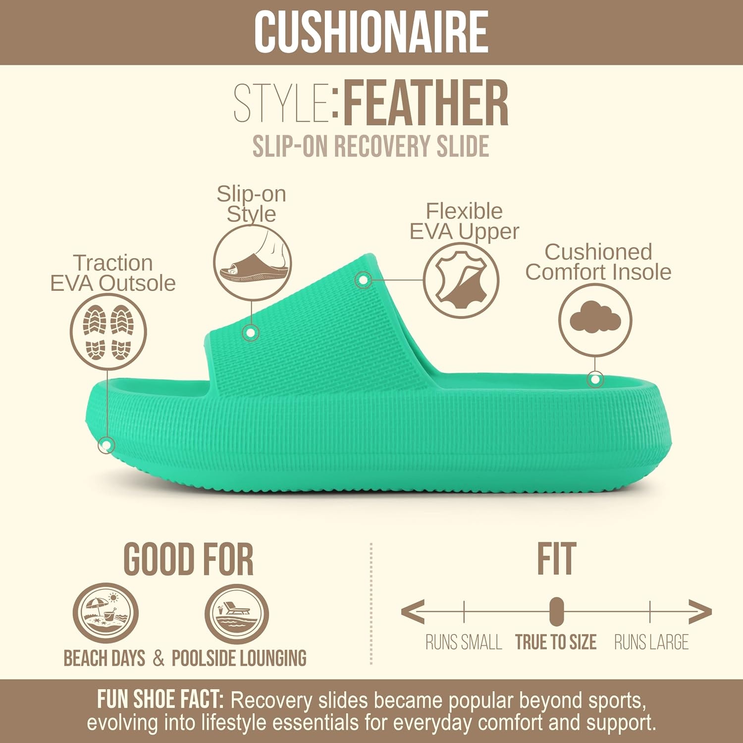 image:imageCUSHIONAIRE Feather EVA Slides for Women Comfortable Slip On Womens Slippers Indoor Outdoor Shower Shoes Beach Essential Cloud SlidesMint