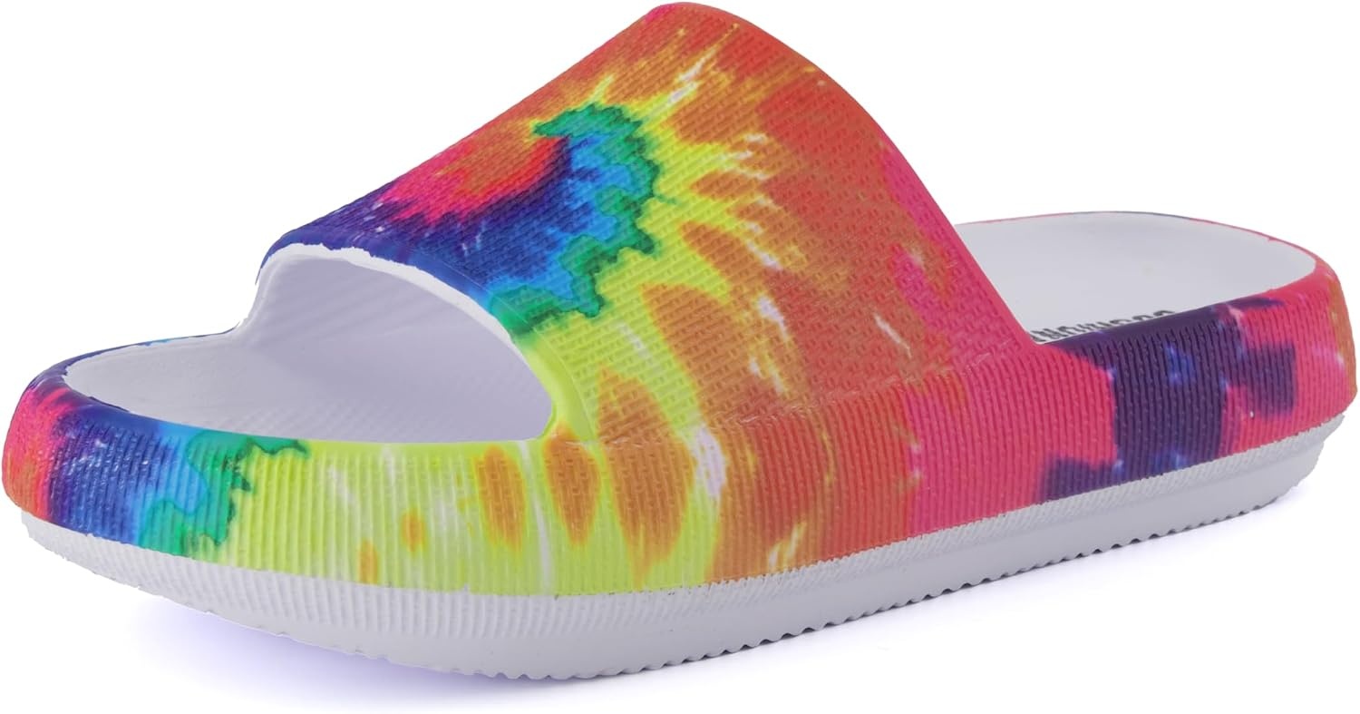 image:imageCUSHIONAIRE Feather EVA Slides for Women Comfortable Slip On Womens Slippers Indoor Outdoor Shower Shoes Beach Essential Cloud SlidesTie Dye