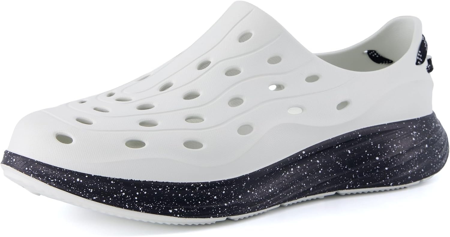 image:imageCUSHIONAIRE Fuel EVA Recovery Shoes for Men Lightweight Slip On Waterproof Sneaker Clogs with Cushioned Footbed and Ventilated DesignIvoryBlack