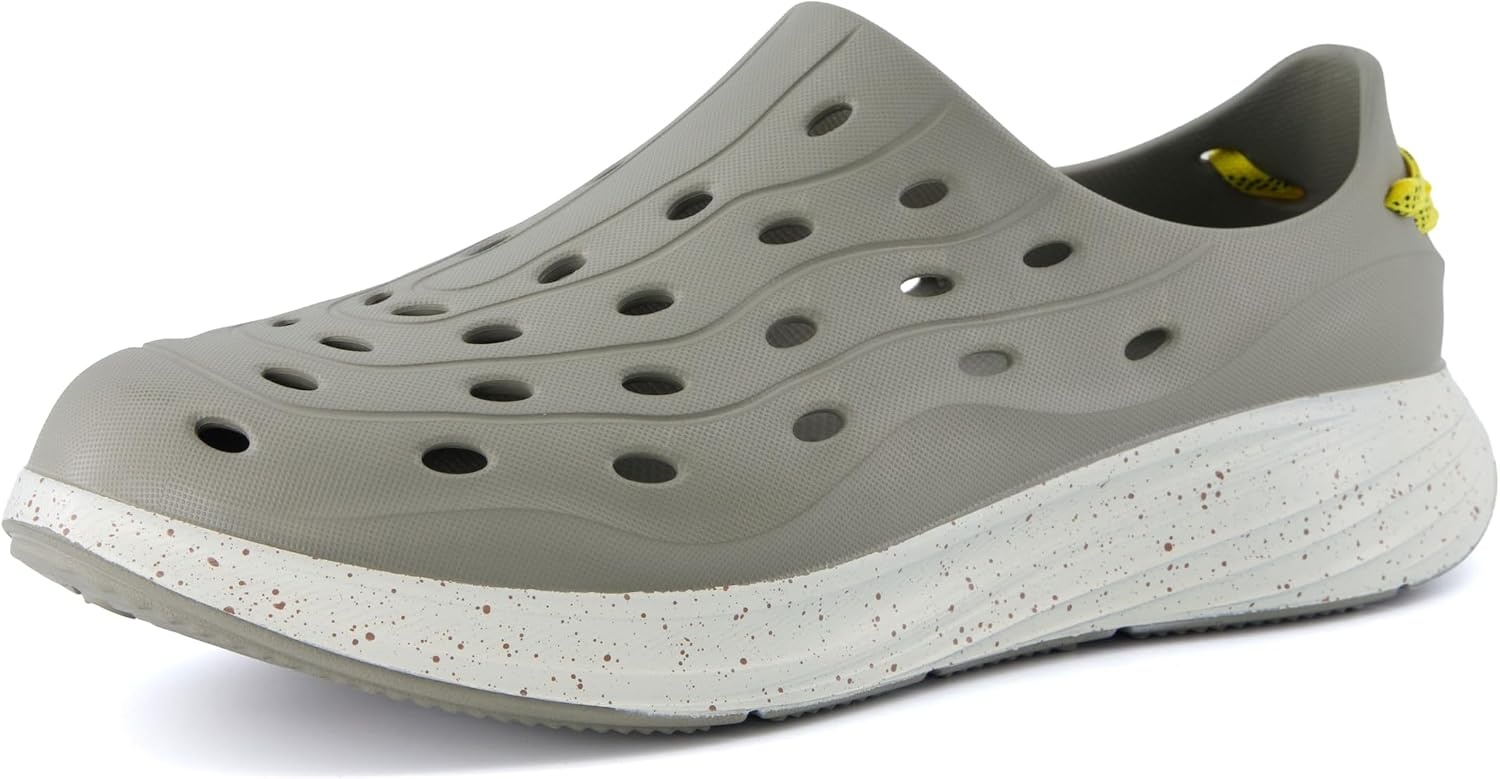 image:imageCUSHIONAIRE Fuel EVA Recovery Shoes for Men Lightweight Slip On Waterproof Sneaker Clogs with Cushioned Footbed and Ventilated DesignSageOff White