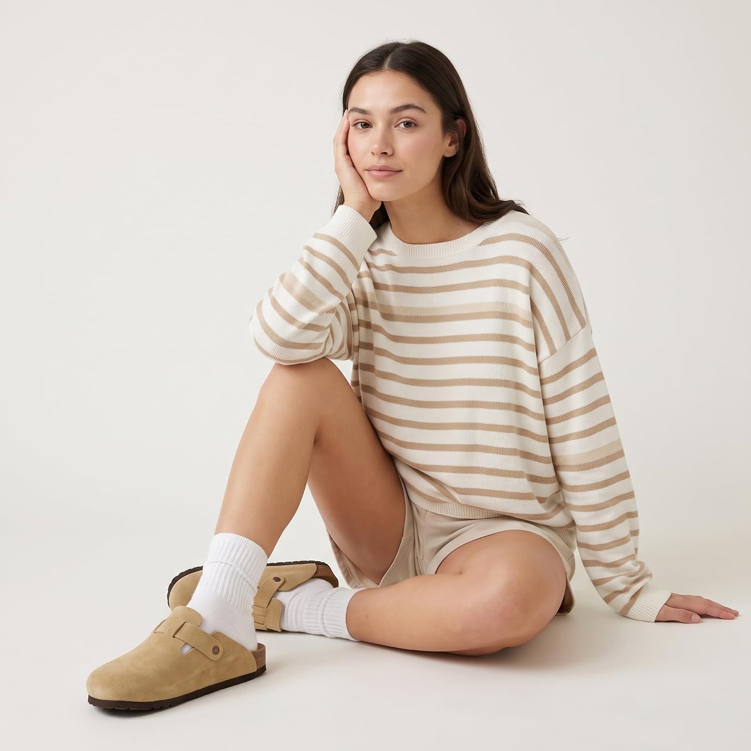 image:imageCUSHIONAIRE Hana Genuine Leather Suede Classic Clog Womens Shoes Slip On Mule Comfortable Shoes for WomenSand