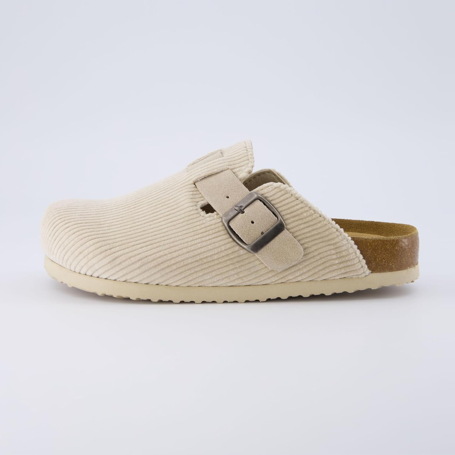 image:imageCUSHIONAIRE Hana Vegan Suede Clogs for Women Cork Footbed Potato ShoesBeige Corduroy
