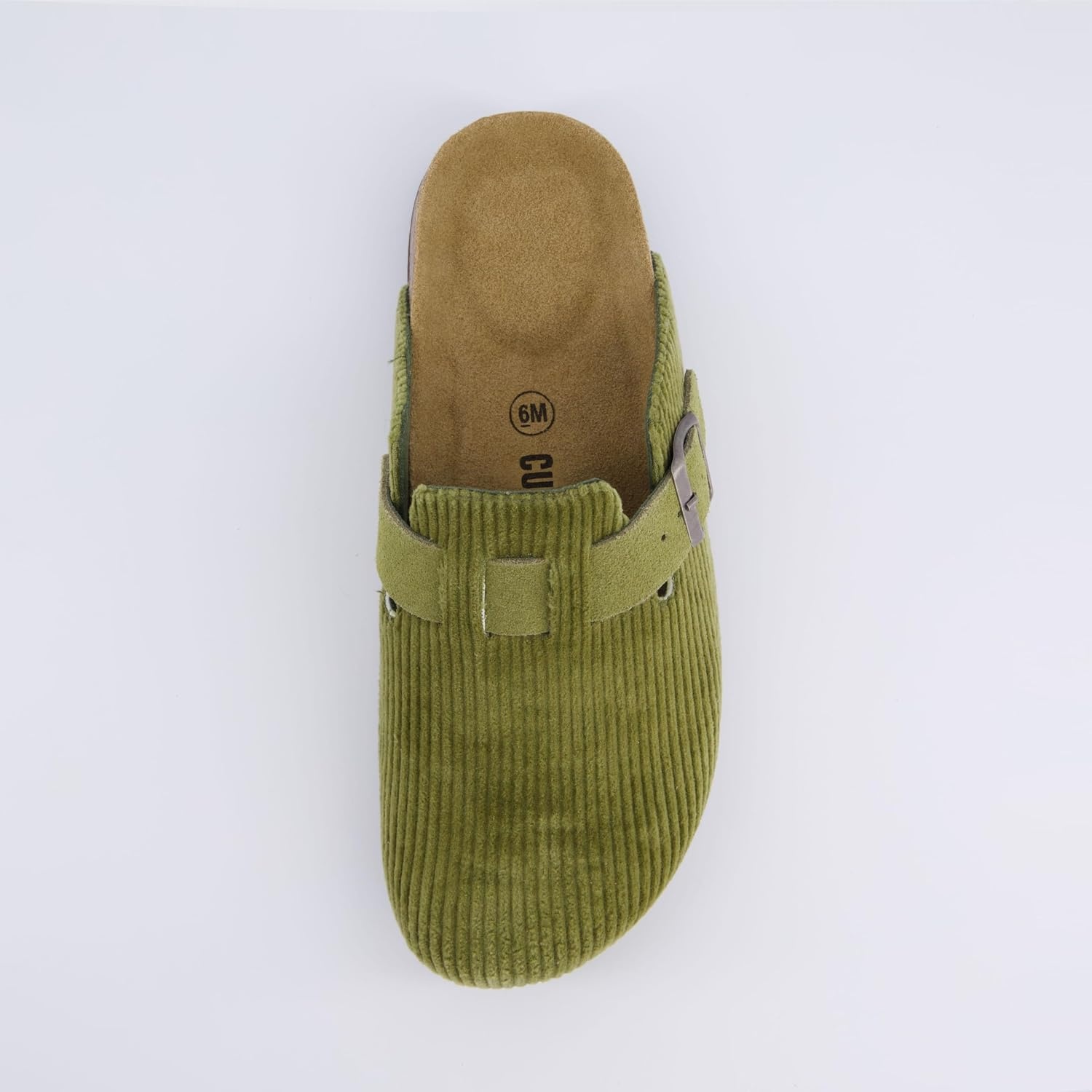 image:imageCUSHIONAIRE Hana Vegan Suede Clogs for Women Cork Footbed Potato ShoesKhaki Corduroy