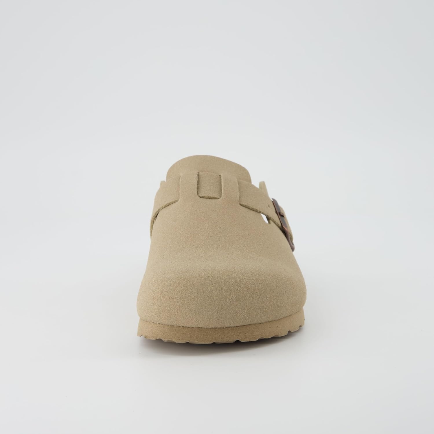 image:imageCUSHIONAIRE Hana Vegan Suede Clogs for Women Cork Footbed Potato ShoesSand Vegan Suede