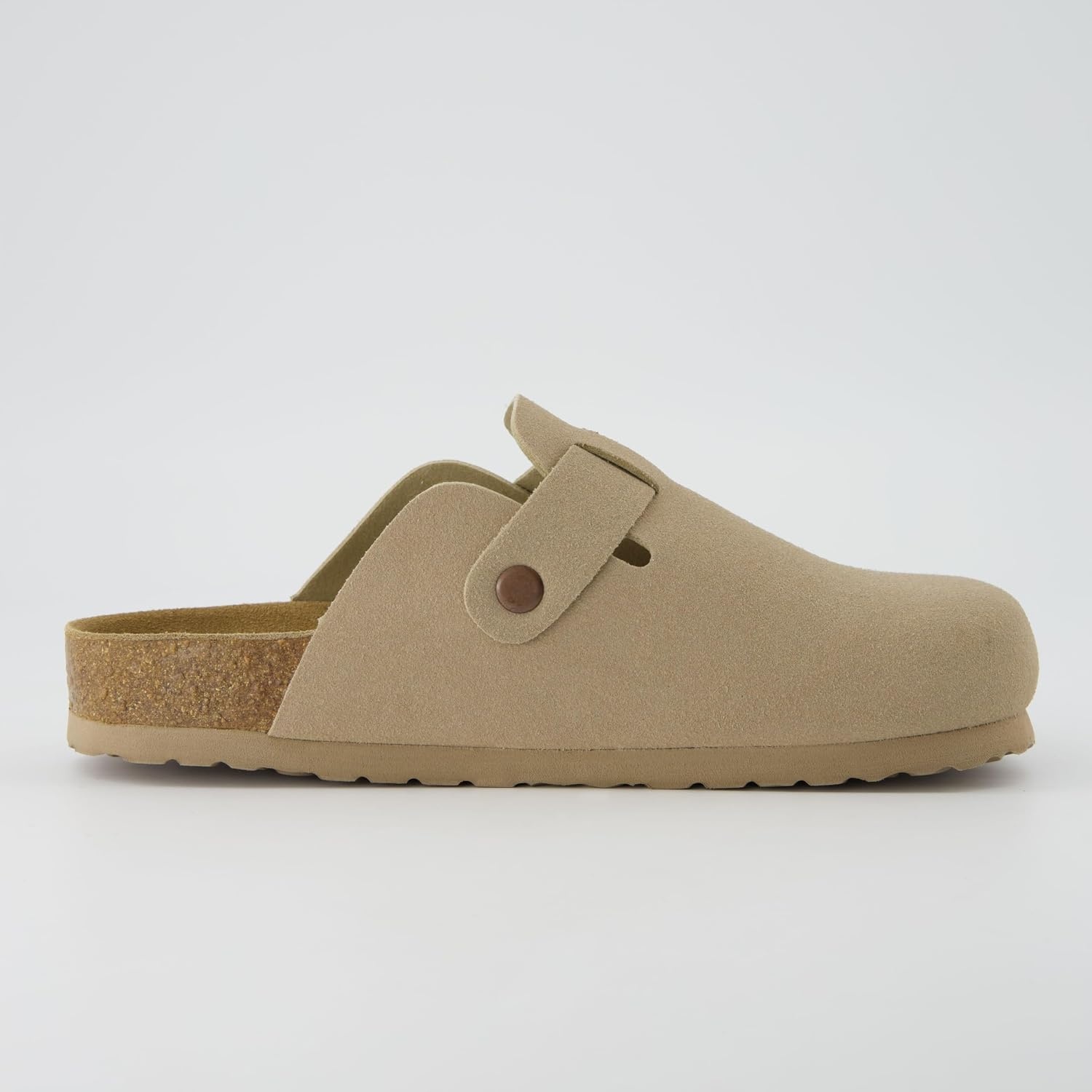image:imageCUSHIONAIRE Hana Vegan Suede Clogs for Women Cork Footbed Potato ShoesSand Vegan Suede