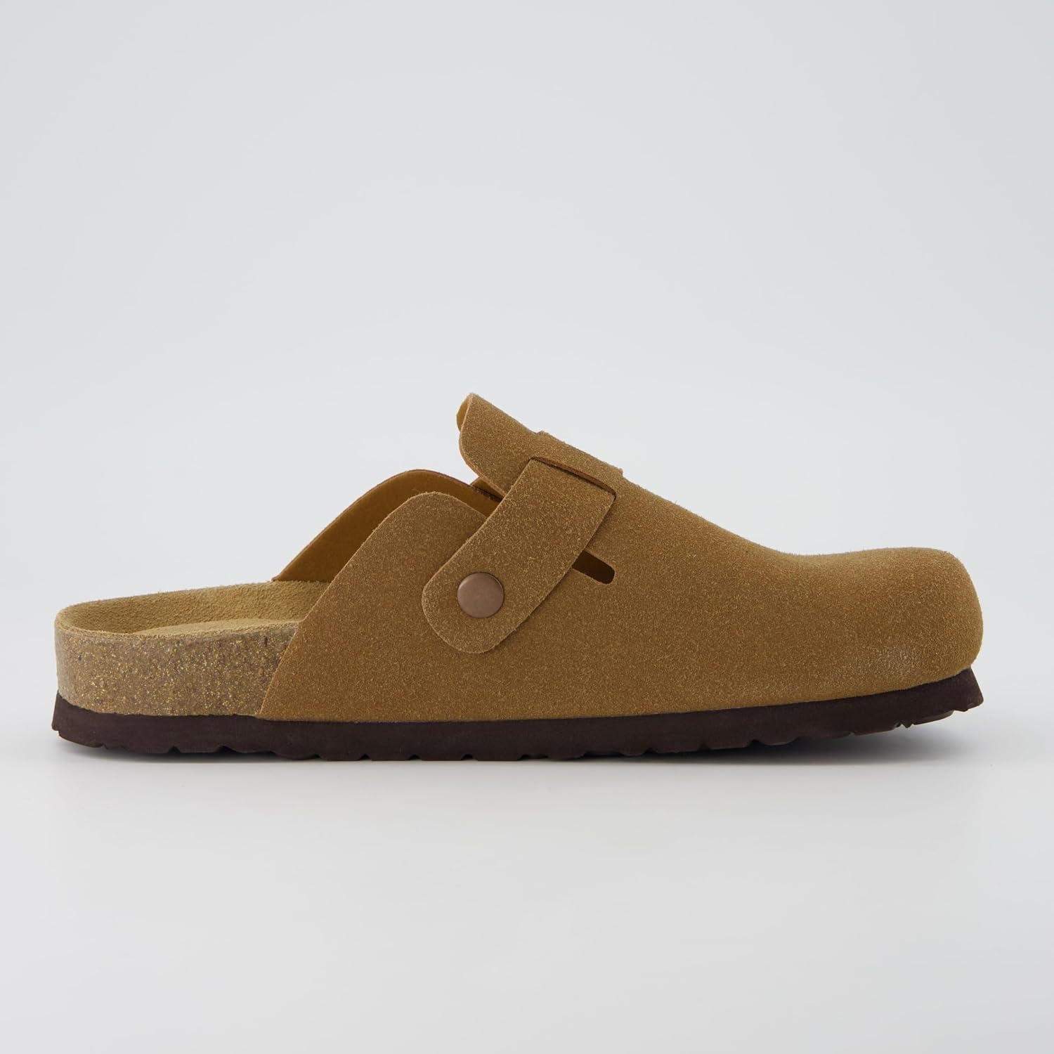 image:imageCUSHIONAIRE Hana Vegan Suede Clogs for Women Cork Footbed Potato ShoesTan Vegan Suede
