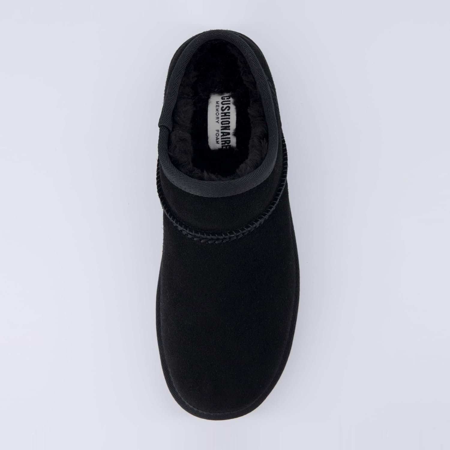 image:imageCUSHIONAIRE Hilo3 Cozy Suede Womens Slippers Soft Faux Fur Lined Slip On House Shoes for Women with Cushioned Memory FoamBlack 2