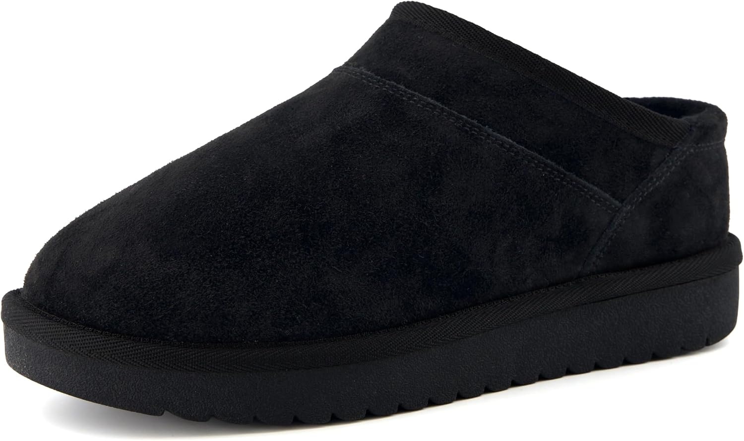 image:imageCUSHIONAIRE Hilo3 Cozy Suede Womens Slippers Soft Faux Fur Lined Slip On House Shoes for Women with Cushioned Memory FoamBlack Midnight Genuine Suede