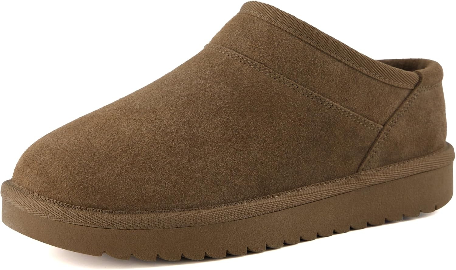 image:imageCUSHIONAIRE Hilo3 Cozy Suede Womens Slippers Soft Faux Fur Lined Slip On House Shoes for Women with Cushioned Memory FoamBrown Wood Genuine Suede