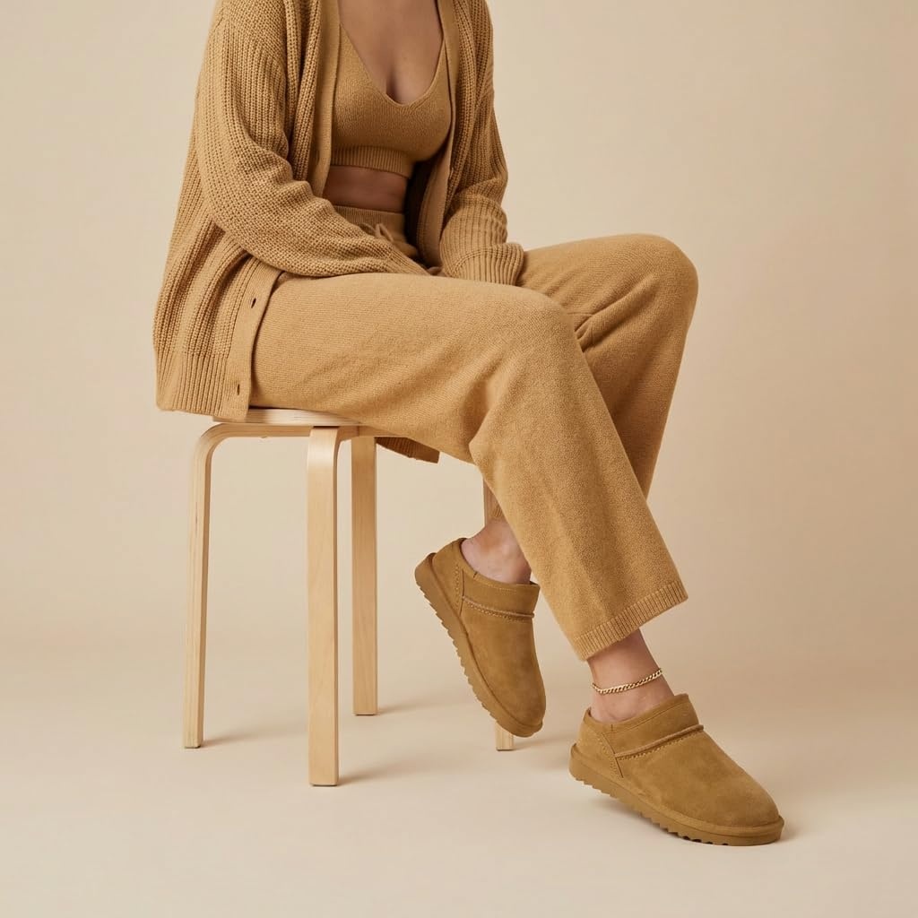 image:imageCUSHIONAIRE Hilo3 Cozy Suede Womens Slippers Soft Faux Fur Lined Slip On House Shoes for Women with Cushioned Memory FoamChestnut 2