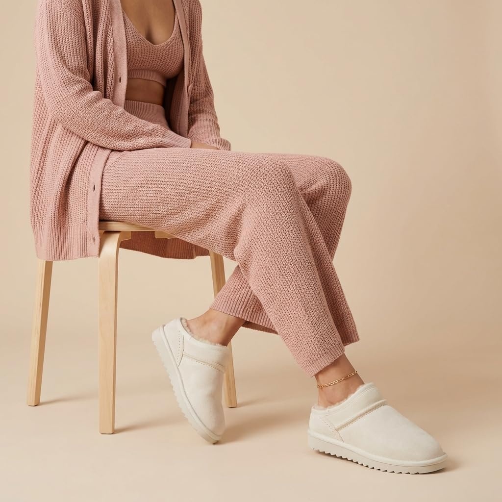 image:imageCUSHIONAIRE Hilo3 Cozy Suede Womens Slippers Soft Faux Fur Lined Slip On House Shoes for Women with Cushioned Memory FoamOff White 2