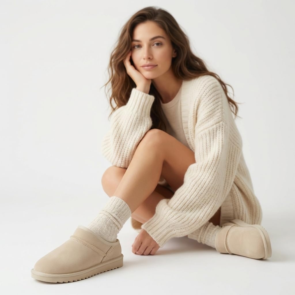 image:imageCUSHIONAIRE Hilo3 Cozy Suede Womens Slippers Soft Faux Fur Lined Slip On House Shoes for Women with Cushioned Memory FoamOff White 2