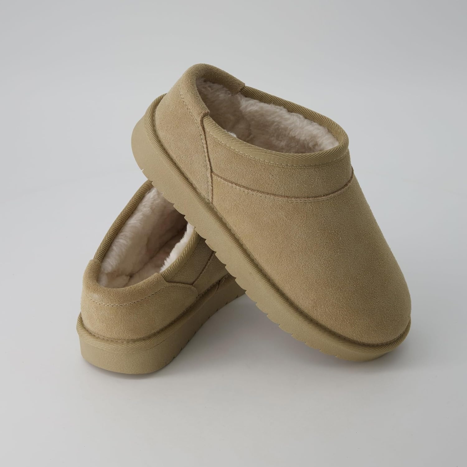 image:imageCUSHIONAIRE Hilo3 Cozy Suede Womens Slippers Soft Faux Fur Lined Slip On House Shoes for Women with Cushioned Memory FoamSand Breeze Genuine Suede