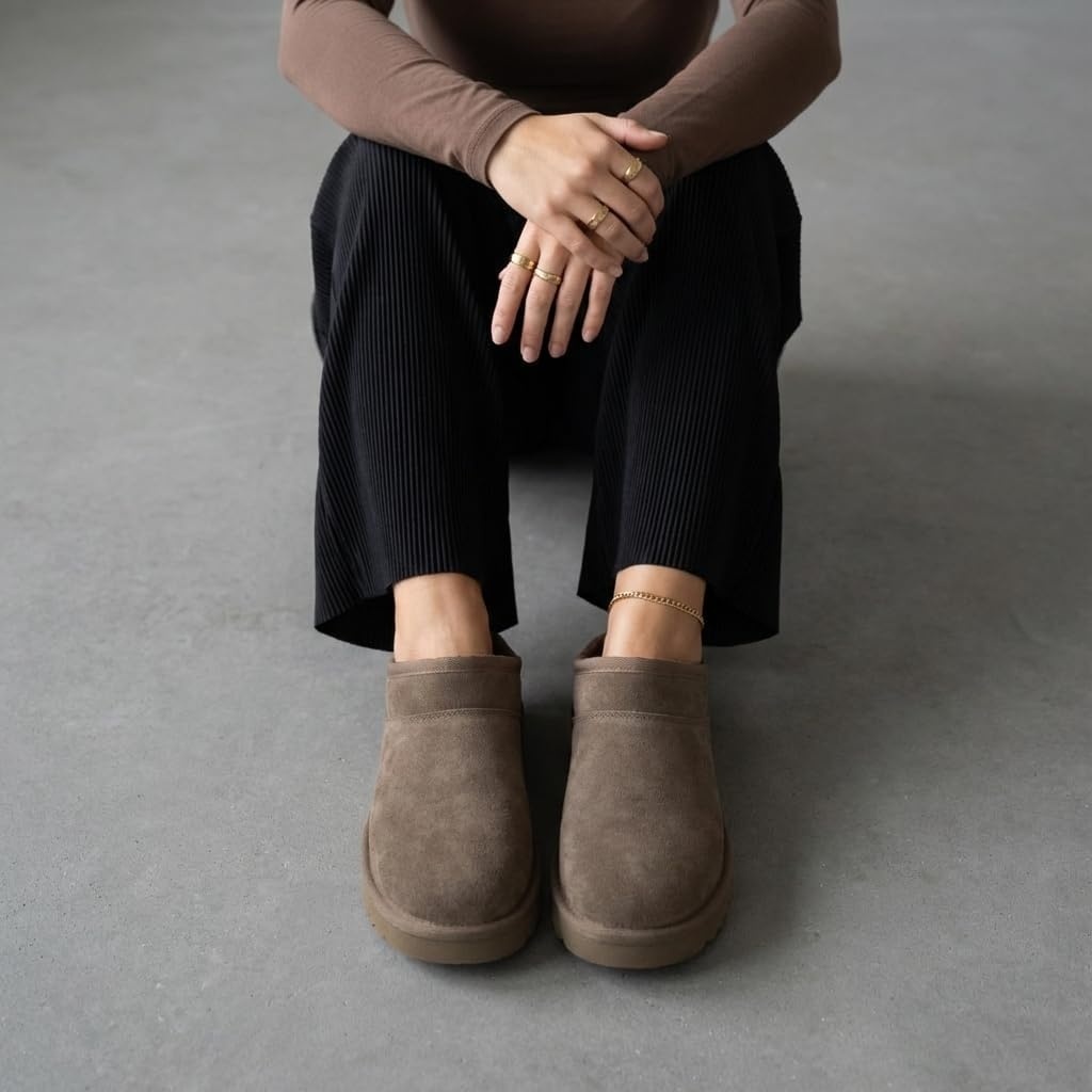 image:imageCUSHIONAIRE Hilo3 Cozy Suede Womens Slippers Soft Faux Fur Lined Slip On House Shoes for Women with Cushioned Memory FoamTaupe Earth Genuine Suede