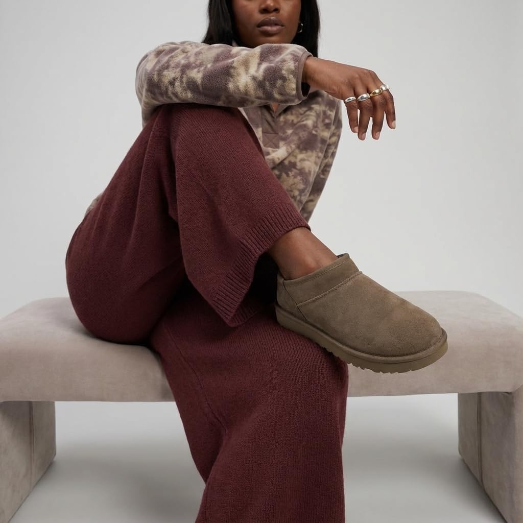 image:imageCUSHIONAIRE Hilo3 Cozy Suede Womens Slippers Soft Faux Fur Lined Slip On House Shoes for Women with Cushioned Memory FoamTaupe Earth Genuine Suede