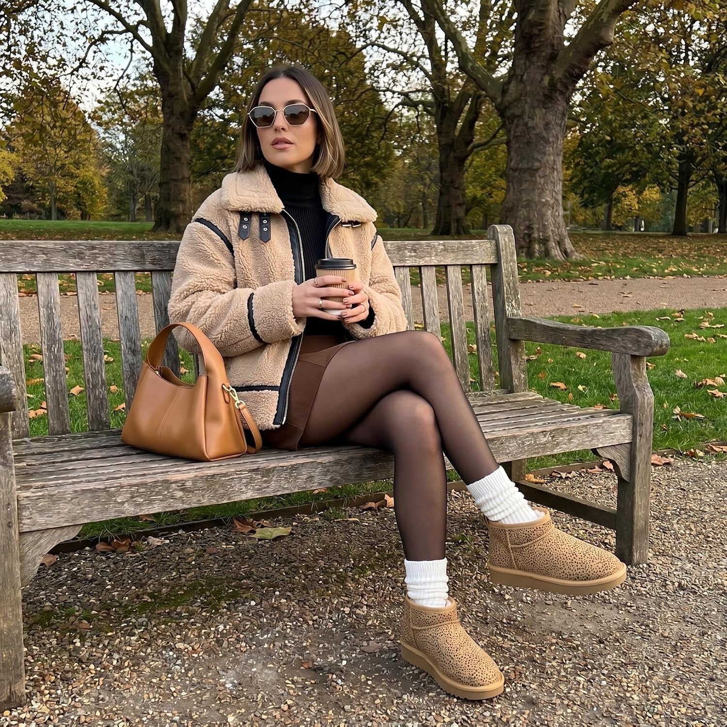image:imageCUSHIONAIRE Hip3 Genuine Suede Leather Ankle Boots for Women Pull On Cozy Faux Fur Boots Womens Shoes with Comfortable Memory FoamCheetah Genuine Suede