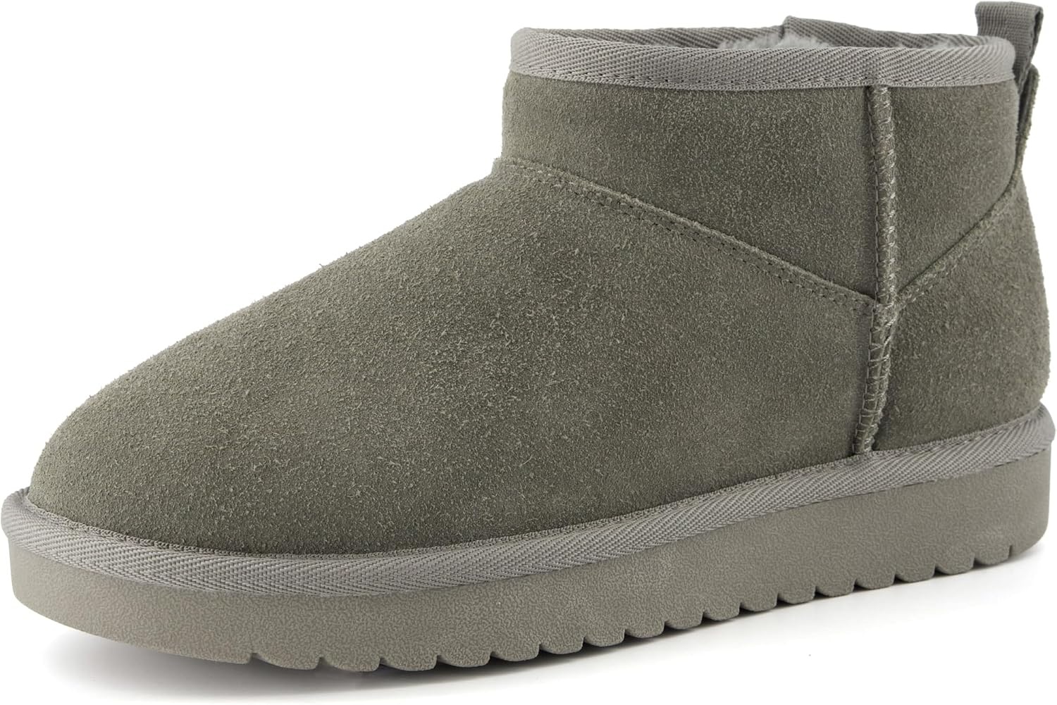 image:imageCUSHIONAIRE Hip3 Genuine Suede Leather Ankle Boots for Women Pull On Cozy Faux Fur Boots Womens Shoes with Comfortable Memory FoamGray Steel Genuine Suede