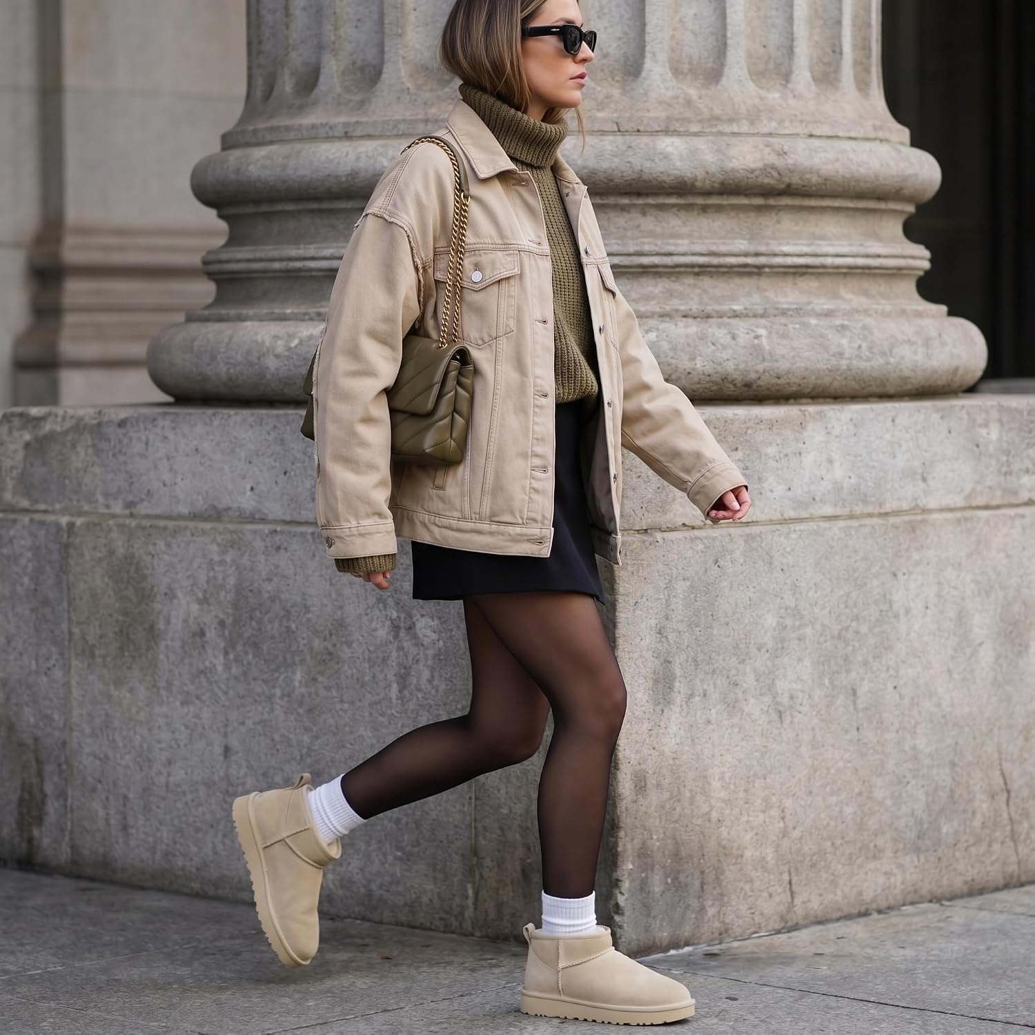 image:imageCUSHIONAIRE Hip3 Genuine Suede Leather Ankle Boots for Women Pull On Cozy Faux Fur Boots Womens Shoes with Comfortable Memory FoamSand Genuine Suede