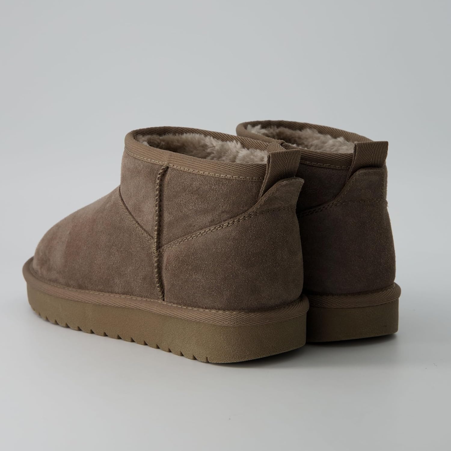 image:imageCUSHIONAIRE Hip3 Genuine Suede Leather Ankle Boots for Women Pull On Cozy Faux Fur Boots Womens Shoes with Comfortable Memory FoamTaupe Earth Genuine Suede