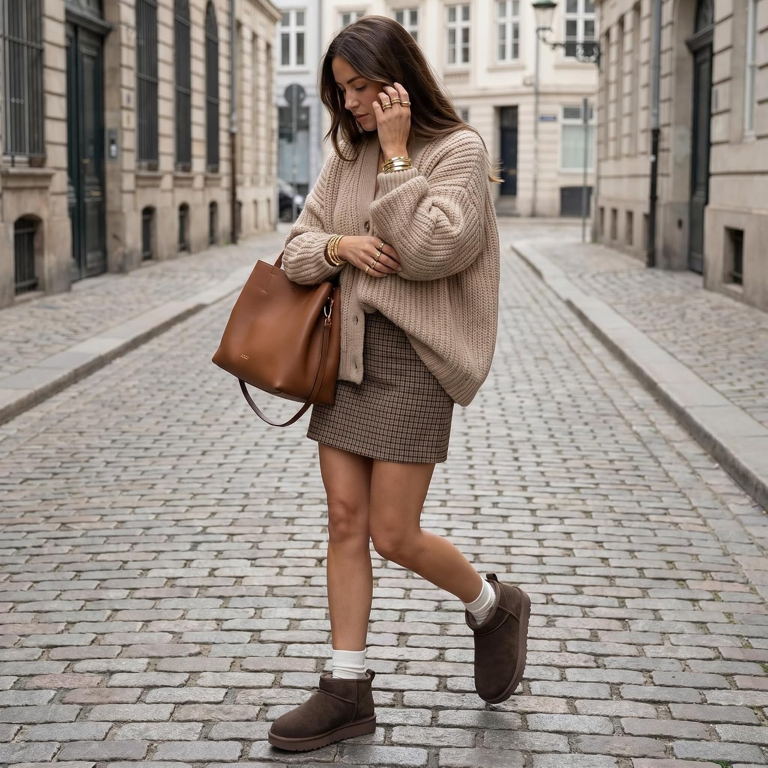 image:imageCUSHIONAIRE Hip3 Genuine Suede Leather Ankle Boots for Women Pull On Cozy Faux Fur Boots Womens Shoes with Comfortable Memory FoamTaupe Genuine Suede
