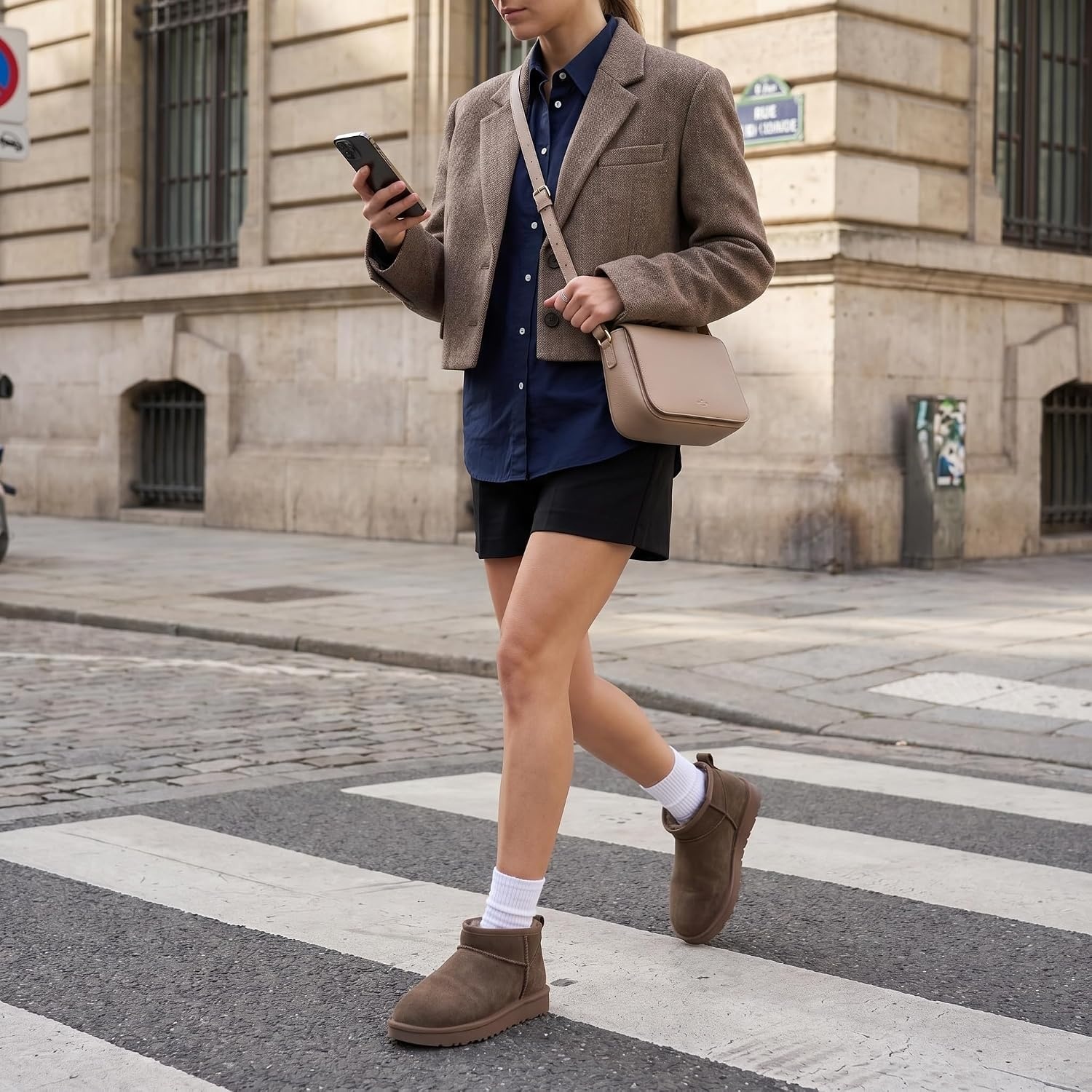 image:imageCUSHIONAIRE Hip3 Genuine Suede Leather Ankle Boots for Women Pull On Cozy Faux Fur Boots Womens Shoes with Comfortable Memory FoamTaupe Genuine Suede