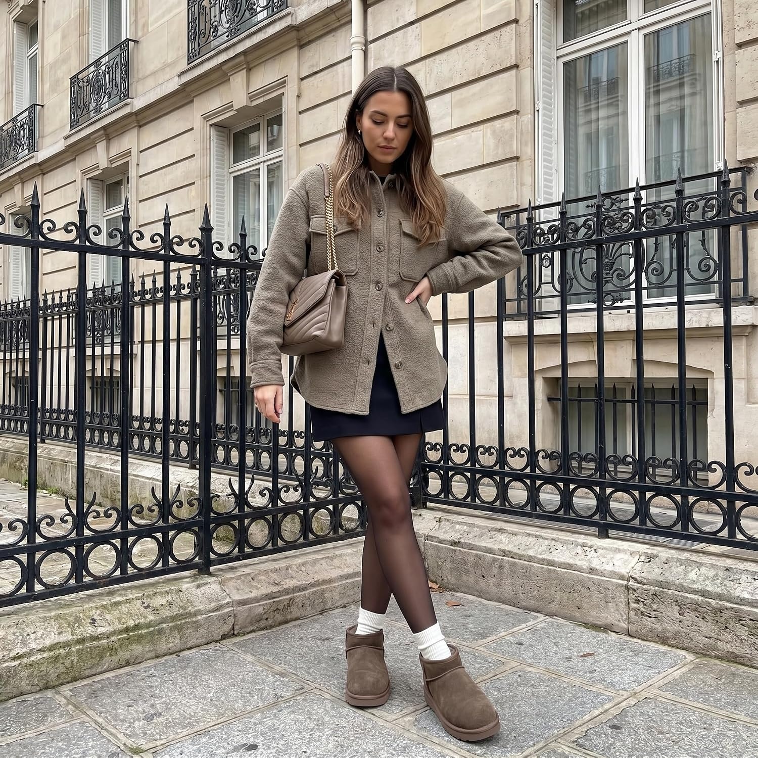 image:imageCUSHIONAIRE Hip3 Genuine Suede Leather Ankle Boots for Women Pull On Cozy Faux Fur Boots Womens Shoes with Comfortable Memory FoamTaupe Genuine Suede