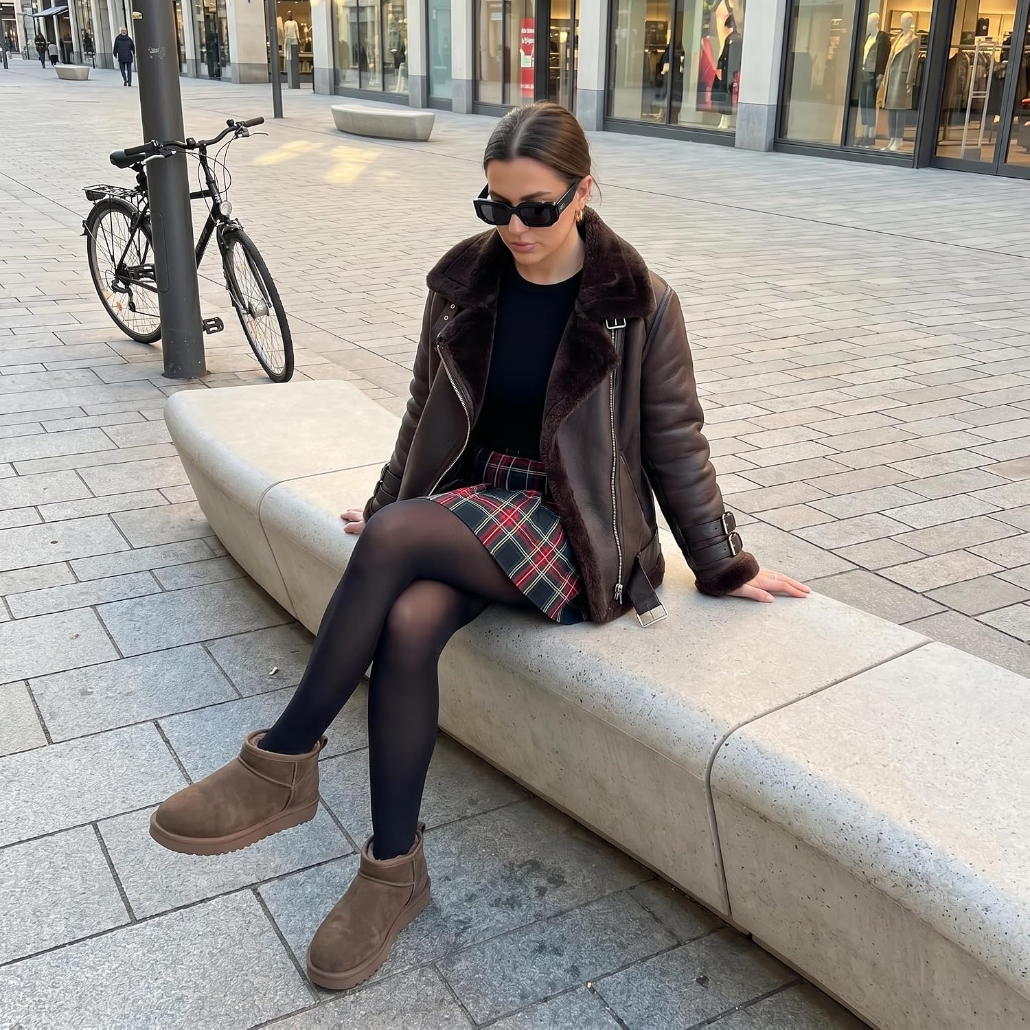 image:imageCUSHIONAIRE Hip3 Genuine Suede Leather Ankle Boots for Women Pull On Cozy Faux Fur Boots Womens Shoes with Comfortable Memory FoamTaupe Genuine Suede