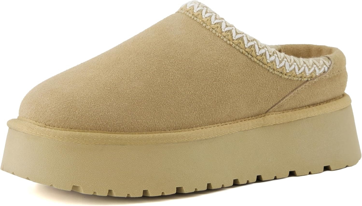 image:imageCUSHIONAIRE Kabuki Platform Boots Genuine Suede Fuzzy Mule Slippers for Women with Memory Foam IndoorOutdoor Womens Slippers Wide Widths AvailableBiscuit Suede