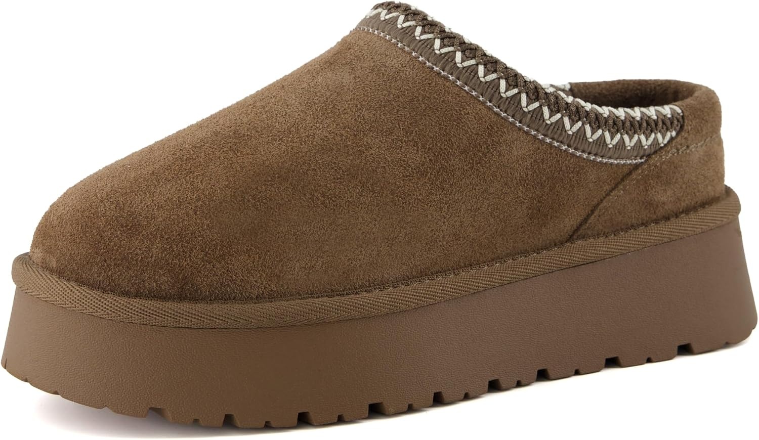 image:imageCUSHIONAIRE Kabuki Platform Boots Genuine Suede Fuzzy Mule Slippers for Women with Memory Foam IndoorOutdoor Womens Slippers Wide Widths AvailableBrown