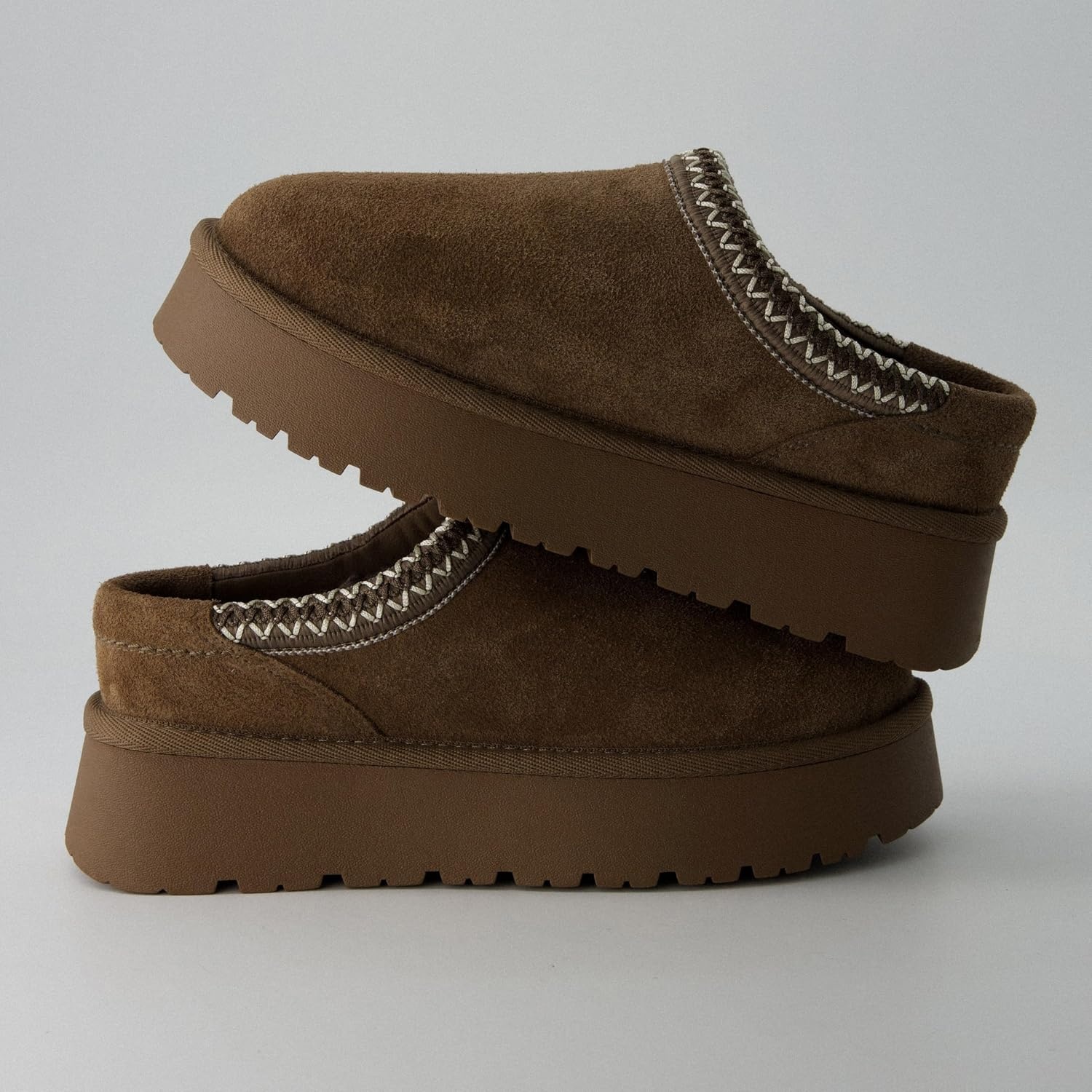 image:imageCUSHIONAIRE Kabuki Platform Boots Genuine Suede Fuzzy Mule Slippers for Women with Memory Foam IndoorOutdoor Womens Slippers Wide Widths AvailableBrown