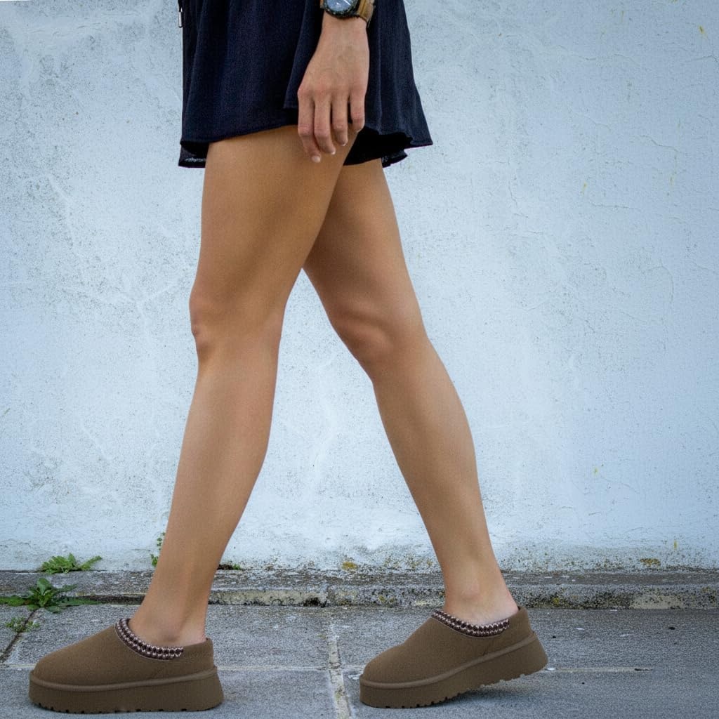 image:imageCUSHIONAIRE Kabuki Platform Boots Genuine Suede Fuzzy Mule Slippers for Women with Memory Foam IndoorOutdoor Womens Slippers Wide Widths AvailableMoss