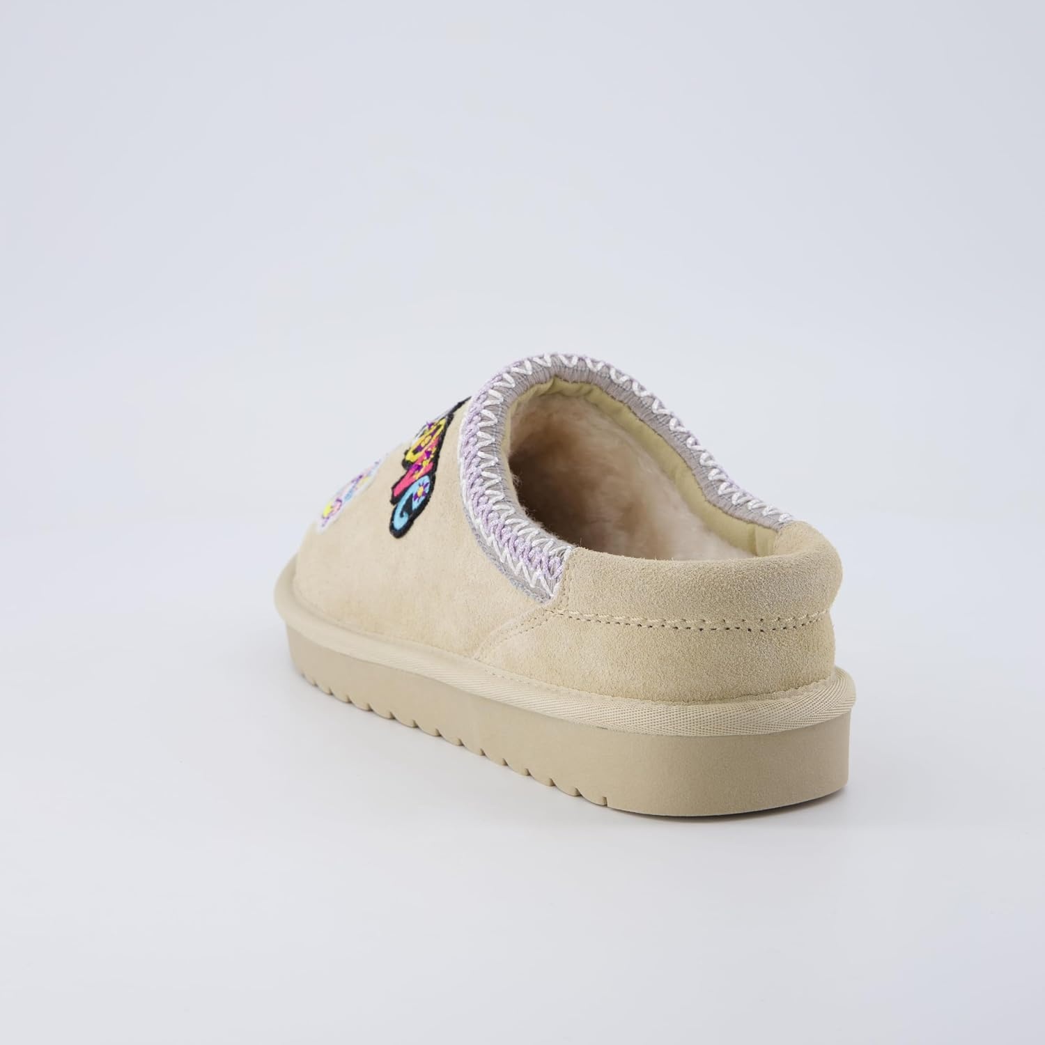 image:imageCUSHIONAIRE Keto Genuine Suede Leather Kids Slippers for Boys and Girls Cozy SlipOn Mule House Shoes with Faux Fur Lining Cushioned Memory Foam ComfortSand