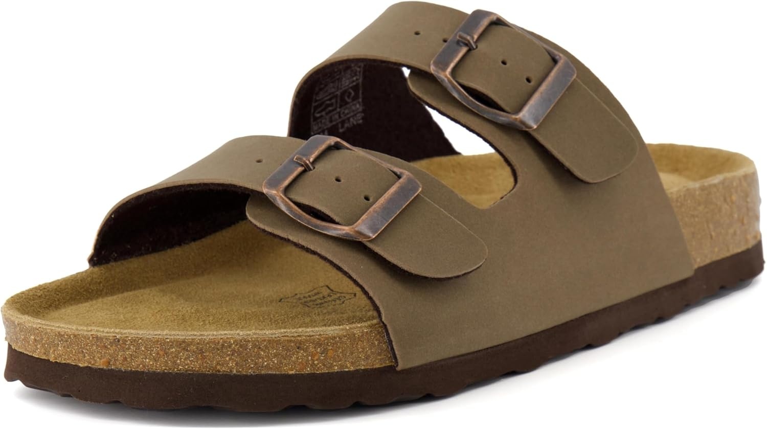 image:imageCUSHIONAIRE Lane Cork Footbed Womens Sandals Comfortable Double Buckle Slip On Sandals for Women with Arch Support and Classic Two Strap DesignBrown