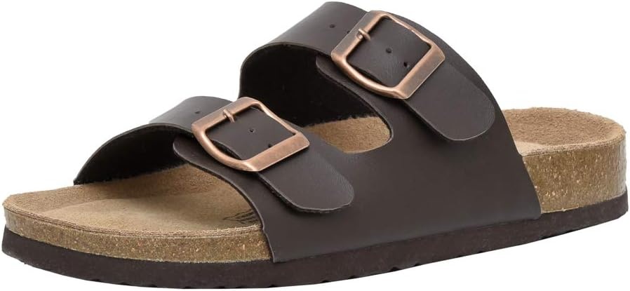 image:imageCUSHIONAIRE Lane Cork Footbed Womens Sandals Comfortable Double Buckle Slip On Sandals for Women with Arch Support and Classic Two Strap DesignBrown Nappa