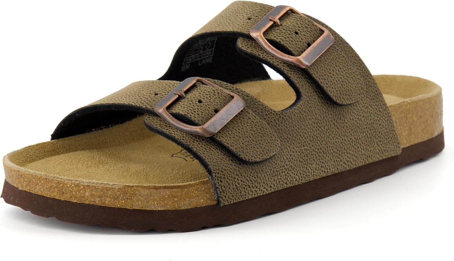 image:imageCUSHIONAIRE Lane Cork Footbed Womens Sandals Comfortable Double Buckle Slip On Sandals for Women with Arch Support and Classic Two Strap DesignBrown Rugged
