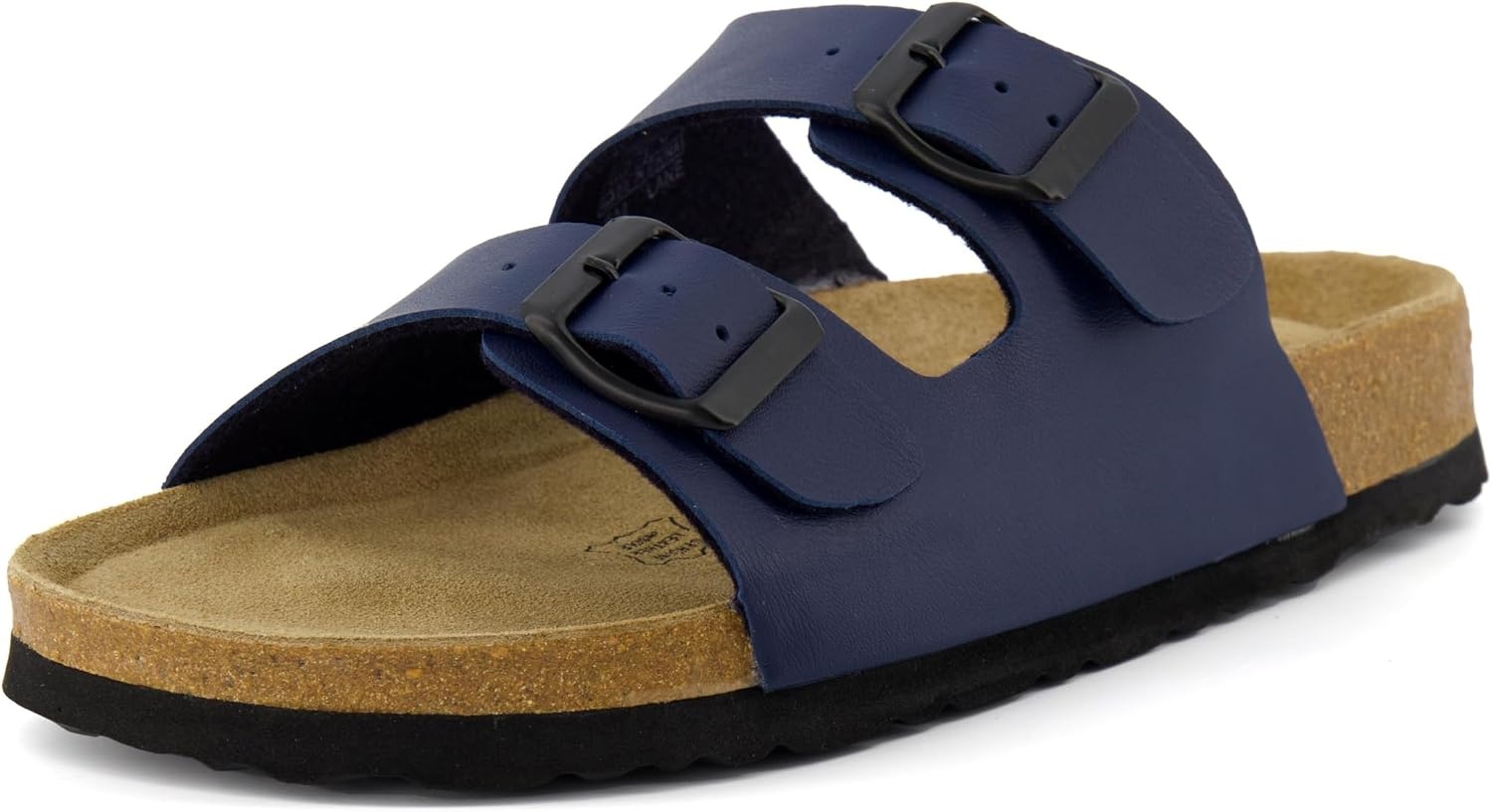 image:imageCUSHIONAIRE Lane Cork Footbed Womens Sandals Comfortable Double Buckle Slip On Sandals for Women with Arch Support and Classic Two Strap DesignNavy Nappa