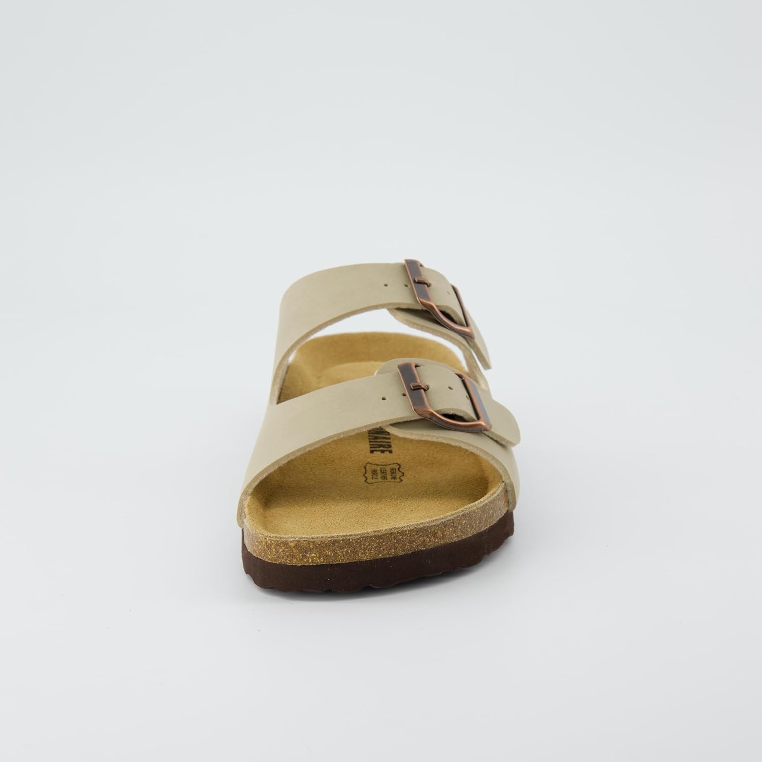 image:imageCUSHIONAIRE Lane Cork Footbed Womens Sandals Comfortable Double Buckle Slip On Sandals for Women with Arch Support and Classic Two Strap DesignStone