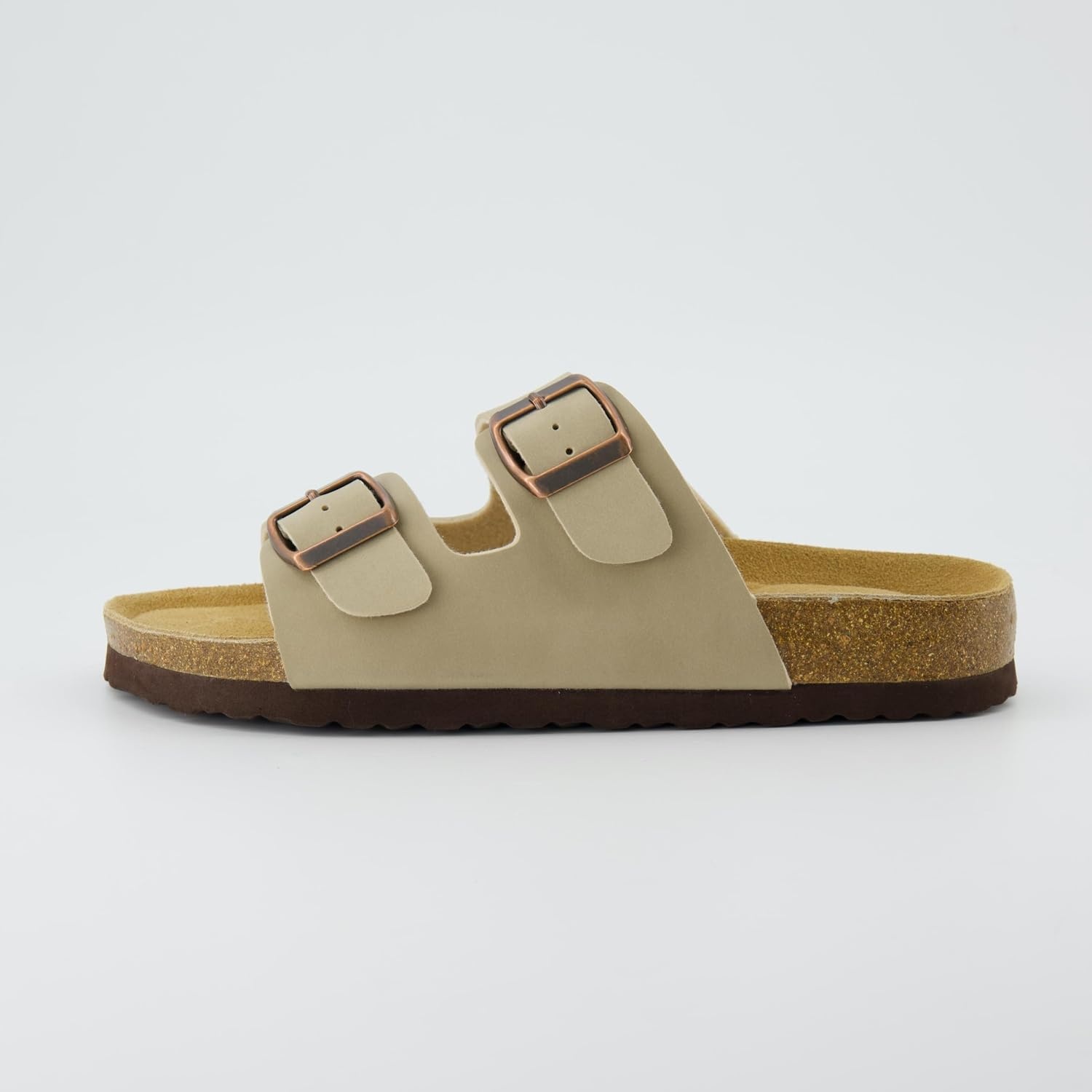 image:imageCUSHIONAIRE Lane Cork Footbed Womens Sandals Comfortable Double Buckle Slip On Sandals for Women with Arch Support and Classic Two Strap DesignStone