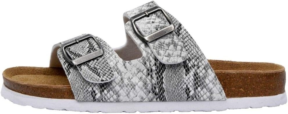image:imageCUSHIONAIRE Lane Cork Footbed Womens Sandals Comfortable Double Buckle Slip On Sandals for Women with Arch Support and Classic Two Strap DesignWhite Snake