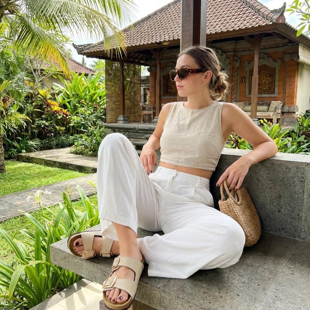 image:imageCUSHIONAIRE Laz 100 Genuine Leather Cork Footbed Slide Sandals for Women with Adjustable Buckles and Memory FoamStone