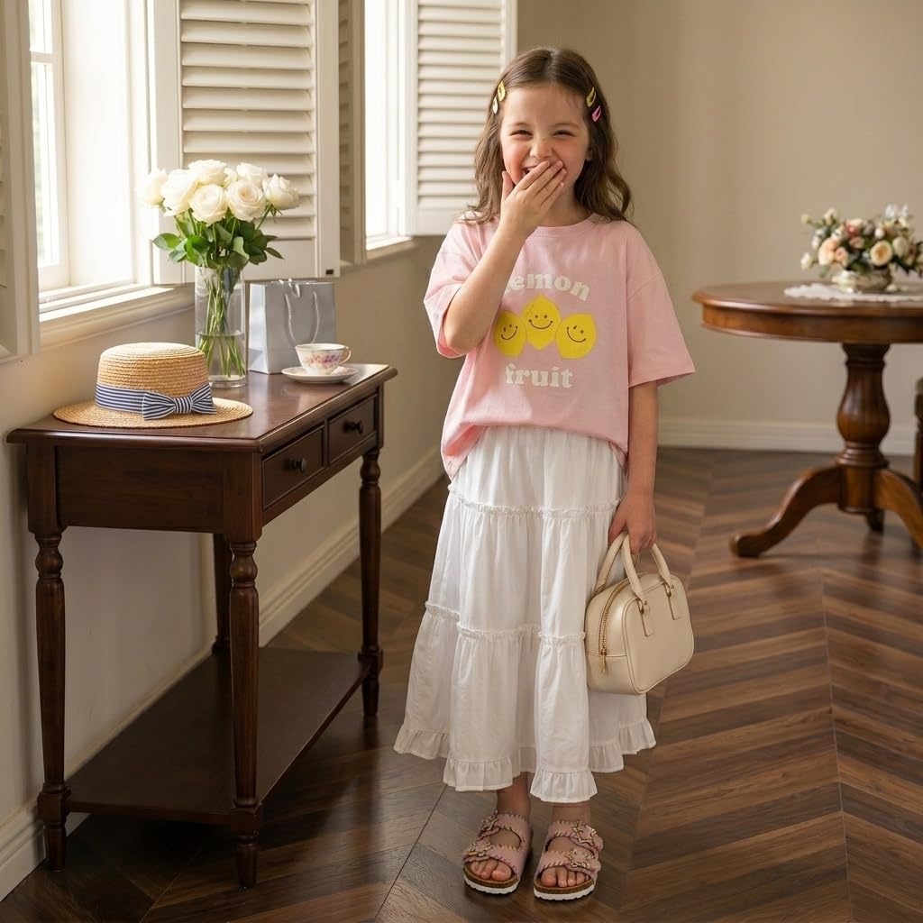 image:imageCUSHIONAIRE Lily Girl Toddler Sandals with Adjustable Gold Tone Star Buckles and Cushioned Cork Footbed Slip On Girls Slides for KidsPink Woven