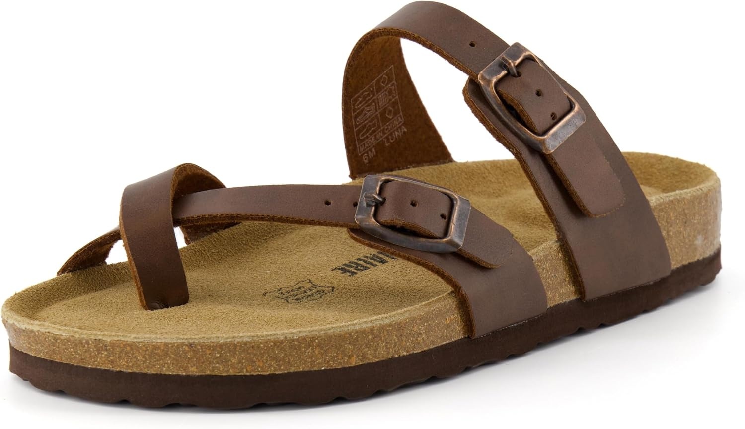 image:imageCUSHIONAIRE Luna Sandals for Women Cork Footbed Womens Sandals for Summer Comfort with Adjustable Straps Wide Width AvailableBrown Oily