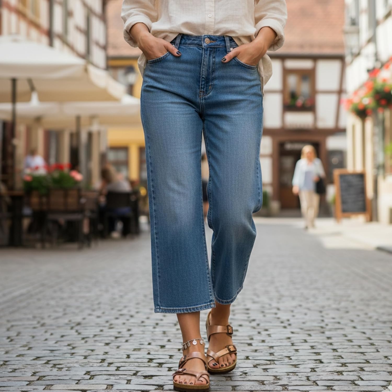 image:imageCUSHIONAIRE Luna Sandals for Women Cork Footbed Womens Sandals for Summer Comfort with Adjustable Straps Wide Width AvailableGold Rose