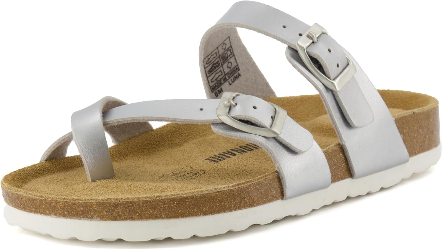 image:imageCUSHIONAIRE Luna Sandals for Women Cork Footbed Womens Sandals for Summer Comfort with Adjustable Straps Wide Width AvailableSilver
