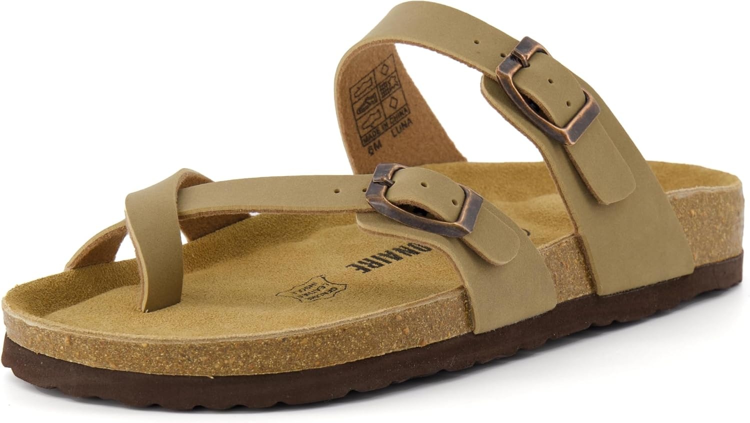 image:imageCUSHIONAIRE Luna Sandals for Women Cork Footbed Womens Sandals for Summer Comfort with Adjustable Straps Wide Width AvailableTaupe