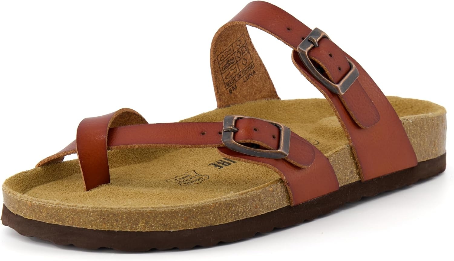 image:imageCUSHIONAIRE Luna Sandals for Women Cork Footbed Womens Sandals for Summer Comfort with Adjustable Straps Wide Width AvailableWhiskey