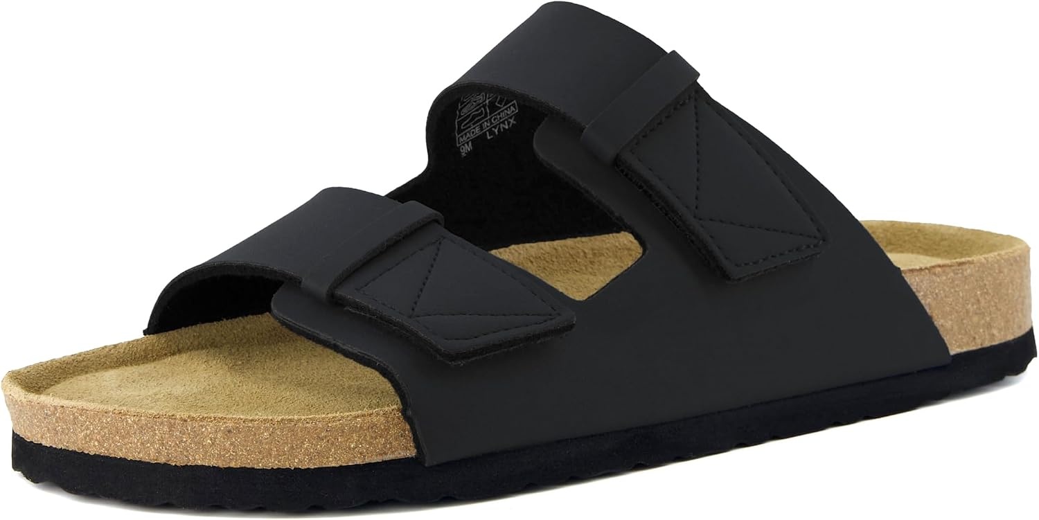 image:imageCUSHIONAIRE Mens Lynx Cork footbed Sandal with ComfortBlack Nubuck