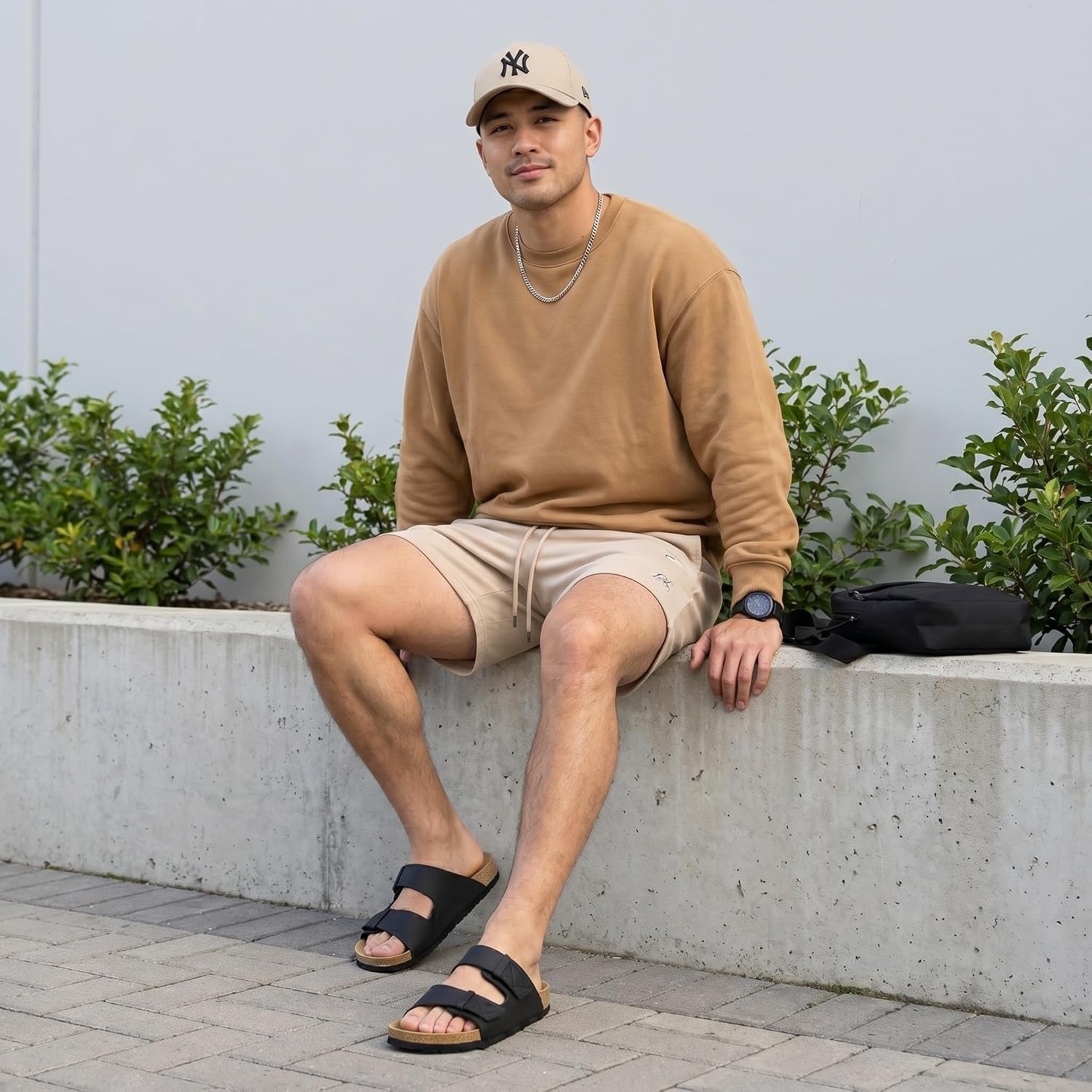 image:imageCUSHIONAIRE Mens Lynx Cork footbed Sandal with ComfortBlack Nubuck